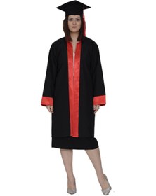 Resim Mezuniyetshop Mezuniyet Cübbesi Üniversite Siyah Kırmızı 