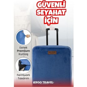 Resim Valiz Koruma Kılıfı Kadife Kılıf - Lacivert - Küçük Boy Ergo Travel Lacivert 
