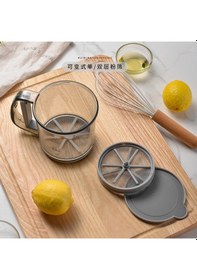 Resim Lichen El Tipi Çift Katlı Değişken Kapaklı Un Eleği, Yarı 