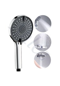 Resim Siyah Yuvarlak 3 Fonksiyonlu Duş Başlığı Ve Pvc Hortum Duş Seti Krom 