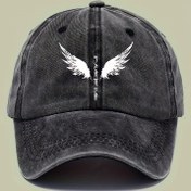 Resim Vintage yıkanmış kot beysbol şapkası - Siyah, ayarlanabilir snapback, pamuk, el yıkanabilir, erkekler için şık, beysbol şapkası|Melek kanatları tasarımı|Dayanıklı başlık 