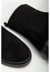 Resim Kadın Kalın Taban Siyah Süet Elastik Yan Bantlı Günlük Bot Resimdeki Renk 