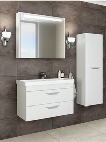 Resim NETDEKO Maria 80 cm Banyo Dolabı Beyaz(Boy Dolap Dahil ) 