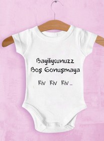 Resim Tuğbababy Baby Bayiliysunuz Boş Gonuşmaya Baskılı Zıbın Kız Erkek Beyaz 