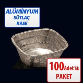 Resim İstoç Türk 100 Adet Kare Alüminyum Sütlaç Kase 10x10cm 240gr Aşure Kabı 