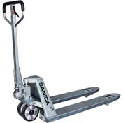 Resim Sanica 3000kg Kapasiteli 2000mm Kauçuk Tekerlekli Manuel Galvaniz Transpalet 