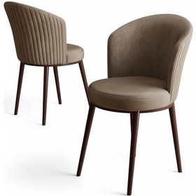 Resim Canisa Risa Serisi 1 Adet Mutfak Sandalyesi Kahverengi Metal Ayak 1.sınıf Babyface Kumaş Cappucino Sandalye Kahve Ayak 