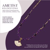 Resim OSMANLI DOĞAL TAŞ Sertifikalı Ametist Doğal Taşlı Güneş Motifli Tasarım Gümüş Kolye 