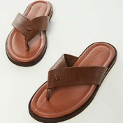 Resim Tamer Tanca Erkek Hakiki Deri Taba Floter Parmak Arası Terlik 537 582 Erk Trlk Y23 Taba Floter Taba 