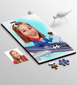 Resim Kişiye Özel Hostes Karikatür 104 Parça Ahşap Puzzle - 1 Diğer