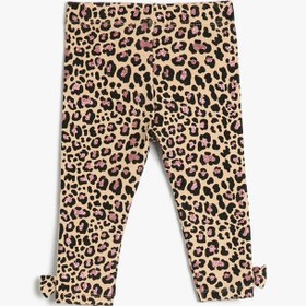 Resim Kız Bebek Tayt Leopar Desenli Fiyonk Detaylı Pamuklu Şardonlu 