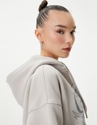 Resim Şardonlu Kapüşonlu Fermuarlı Oversize Sweatshirt Baskılı Pamuk Karışımlı 