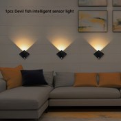 Resim 1 adet Şeytan Balığı, İnsan Vücut Sensörü Işık, Dekoratif Duvar Işığı, Yatak Odası Hol Merdivenleri, Oturma Odası Gardırop Dolabı Gece Lambası, Pil Modeli, Hızlı Sensör Aydınlatma, Yanı Başucu Masası ve Tuvalet Yatak Odası için, Mutfak, Gösteri Dolabı 
