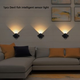 Resim 1 adet Şeytan Balığı, İnsan Vücut Sensörü Işık, Dekoratif Duvar Işığı, Yatak Odası Hol Merdivenleri, Oturma Odası Gardırop Dolabı Gece Lambası, Pil Modeli, Hızlı Sensör Aydınlatma, Yanı Başucu Masası ve Tuvalet Yatak Odası için, Mutfak, Gösteri Dolabı 