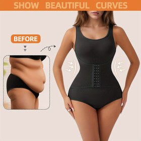 Resim 1 adet Kadın Yüksek Sıkıştırma Şekillendirici Bodysuit - Korse Eğitmeni ile saç tokası & Döngü Kapatma, Popo Kaldırma & Karın Kontrolü, Tam Göğüs Desteği, Artı Boyutlu Kolsuz Bodyshaper, Doğum Sonrası İyileşme, Hamilelik & Günlük Kullanım için, Karın Kontrolü Şekillendirici, Hamilelik İç Çamaşırı, Sarılmış Fit Tasarımı 