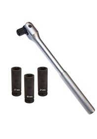 Resim 4 Parça 380 Mm Lastik Bijon Anahtarı 17-19-21 Mm Lokmalı Mafsallı 