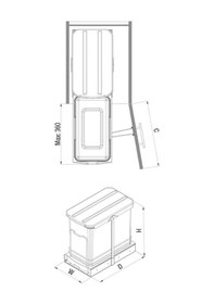 Resim Starax S-2571 Raylı Çöp Kovası, 24 LT 
