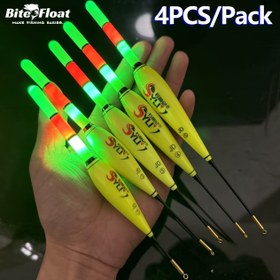 Resim 4 adet Bite Float Gece Balıkçılığı Kürekleri - Neon Yeşil ve Kırmızı, Yüksek Görünürlüklü, Gündüz ve Gece Balıkçılığı için LED Işıklar, Deniz, Tekne ve Gölet Balıkçılığı için İdeal (Piller Dahil Değildir), Balıkçılık Kürekleri|Neon Balıkçılık Ekipmanı|Yumuşak Kürekler, Piller Olmadan 