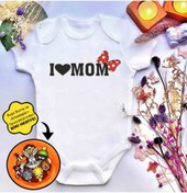 Resim irembaby Unisex Bebek Baskılı I Love Mom %100 Pamuklu Çıtçıtlı Body Zıbın 