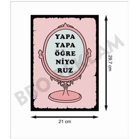 Resim Yapa Yapa Öğreniyoruz Ayna Retro Ahşap Poster 