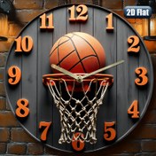 Resim 1 Adet 8 İnç Basketbol Ağından Geçen Duvar Saati - 2D Düz Sessiz Kuvars Akrilik Tasarım, Turuncu Rakamlarla Siyah Arka Plan, Ev, Ofis, Spor Odası Dekoru için Pil ile Çalışır (AA Dahil Değildir), Modern Spor Temalı Hediye, Canlı Numara Kontrastı, Basketbol Aksesuarları, 2D Düz 