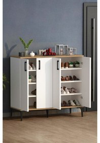 Resim Moonlife Valencia 4 Kapaklı Antre, Hol, Ayakkabılık Beyaz Çam Beyaz - Meşe 