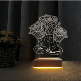 Resim Sevgili Hediyesi 3 Gül Tasarımlı 3D Gece Lambası 