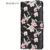 Resim Cloud011 Bf42 Boyalı Klasik Sentetik Deri Realme C53 İçin Modaya Uygun Basit Yaratıcı Cüzdan Kılıf 