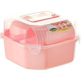 Resim Suntek Yemek Takımı Tekrar Kullanılabilir Hafif Açık Hava Pembe 