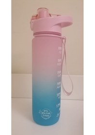 Resim Shop-Set 1000 ML Tritan Motivasyonlu Su Matarası Süzgeçli Pembe- Mavi 