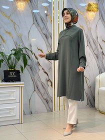 Resim MODA İLDEM YAKA VE ÖN TAŞ İŞLEME DETAYLI TUNİK 2213 - Lacivert / 50 