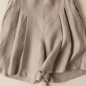Resim Kadınların Moda Gevşek Şortları - Bej, Cebi Olan Rahat Yaz Şortları, Esnek Olmayan Kumaş, Her Gün Rahat, Rahat Yaz Giyimi|Gündelik Stil|Cep Şortları 