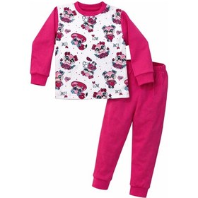Resim Kız Çocuk Pamuklu Desenli Pijama Takımı 6068-14 Fuşya01 Fuşya01 