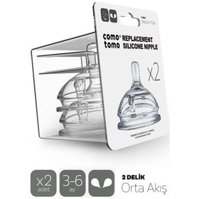 Resim Nessiworld Comotomo Silikon 2'li Biberon Emziği Orta Akış 3-6 Ay 