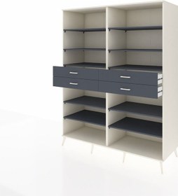 Resim Kronos Gardrop 10 Raflı 4 Çekmeceli 176x59x221 Aytaşı-antrasit Antrasit 