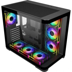 Resim GameBooster GB-G2852B Curved Temperli Camlı Type-C 3.1 7*ARGB Fan Seaview ATX Gaming Siyah Kasa 