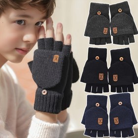 Resim Yarım Parmak Kış Eldivenleri - Erkek & Kız Çocukları için Termal Esnek Bilek, Yazı/Yazma için Yarım Parmak Ucu, Soğuk Hava El Isıtıcıları (Çok Renkli) - Noel/Paskalya Hediyeleri ve Açık Hava Aktiviteleri (Toplu Değil) 