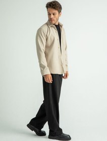 Resim Regular Fit Kışlık Kaşe Gömlek Bej - Bej / L 