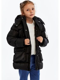 Resim Benitto Kids Kız Çocuk Kalın Kışlık Kapüşonlu Kaban 51349 Siyah 