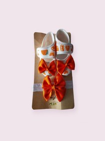 Resim Defne Kız Bebek Meyveli Fiyonklu Patik Ve Bandana Takım 