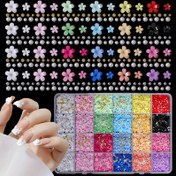Resim 3000 adet Nails Art Charms Set - Karışık Boyutlu Reçine Çiçekler, Altın ve Gümüş Boncuklar, İnciler, Kokusuz Hiposensitif Nails Caviar DIY Manikür El Sanatları ve Nails Tasarımı için | Canlı Nails Dekoru | Hiposensitif Nails Caviar 