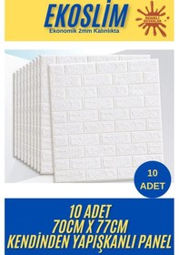 Resim 70x77 Cm 10 Adet Ekoslim 2mm Kendinden Yapışkanlı Sünger Tuğla Duvar Kağıdı Paneli Ev Ofis Kaplama 