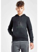 Resim Arrow Baskılı Unisex Çocuk Kapüşonlu Siyah Sweatshirt (528706807) 