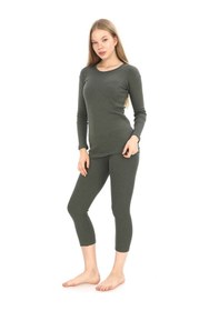 Resim Sauna Suit Haki Unisex Kışlık Termal Içlik, Sıcak Tutan Pamuklu Yakmayan, Termal Takım, Termal Fanila Iclik Haki 