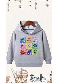 Resim Startmore Ters Yüz Baskılı Kapüşonlu Çocuk Sweatshirt Gri 