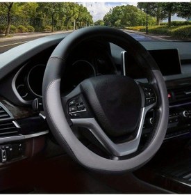 Resim Dashanshop Gri Mikrofiber Deri Direksiyon Kılıfı 15 İnç Universal Orta Boy Gri 