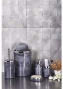 Resim İmera Akrilik Yuvarlak Banyo Seti Antrasit Gri Mermer Desen Gümüş 