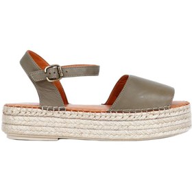 Resim Bueno Shoes Yeşil Deri Kadın Dolgu Topuklu Espadril Sandalet 01wq3515 