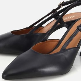 Resim HOTİÇ Kadın Deri Siyah Bilek Detaylı Arkası Açık Kısa Topuklu Stiletto 