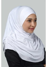 Resim Altobeh Hazır Türban Büzgülü Pileli Pratik Eşarp Tesettür Hijab - Namaz Örtüsü - Beyaz 